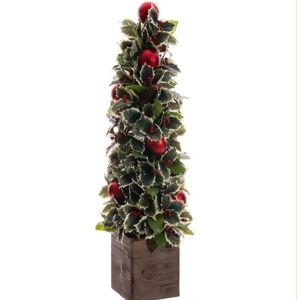 34 Potted Pine Cone and Berry Artificial Christmas Holly Tree Unlit - All