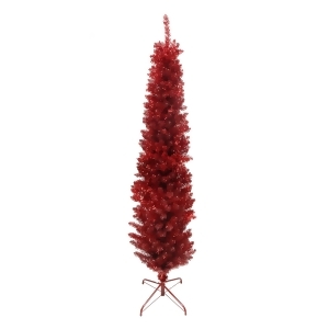 6' x 20 Red Artificial Tinsel Pencil Christmas Tree Unlit - All