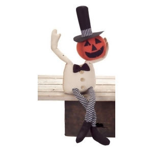 25 Spooky Shelf Sitting Bendable Pumpkin Man Halloween Table Top Decoration - All