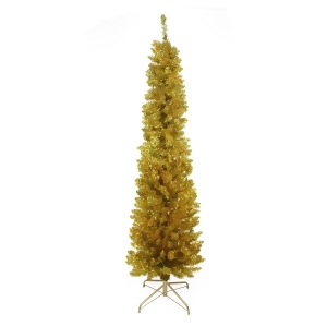 6' x 20 Gold Artificial Tinsel Pencil Christmas Tree Unlit - All