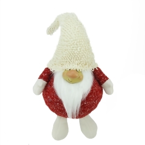 17 Textured Red and Ivory Chubby Smiling Gnome Plush Table Top Christmas Figure - All