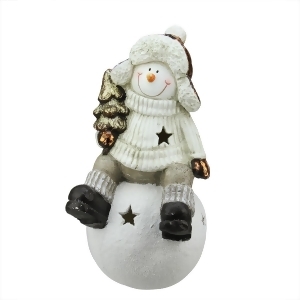 19 Metallic Snowman Sitting on Snowball Christmas Tea Light Candle Holder - All