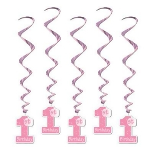 Pack of 30 Baby Girl 1st Birthday Pink Hanging Party Decoration Whirls 40 - All