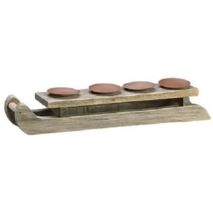17 Country Cabin Rustic Chic Wooden Sleigh Quadruple Candle Holder Christmas Table Top Decoration - All