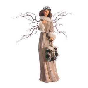 15.25 Natural Angel with Frosted Twig Wings and Wreath Table Top Christmas Decoration - All