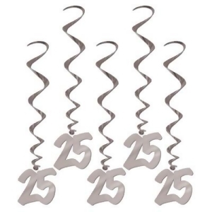 Pack of 30 Silver 25th Anniversary Hanging Party Decoration Whirls 36 - All