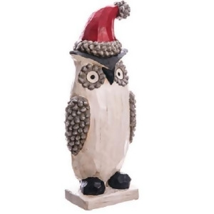 16 White and Gray Wide Eye Santa Owl Christmas Table Top Decoration - All