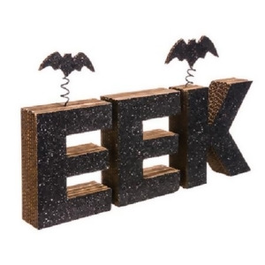 3 Piece Set Black Glittered Halloween Table Top Decoration with Bats - All