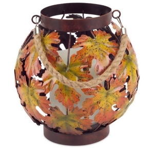 15 Brown Yellow and Orange Autumn Harvest Maple Leaf Pillar Candle Lantern - All