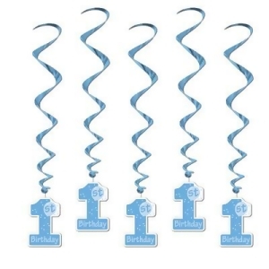 Pack of 30 Baby Boy 1st Birthday Blue Hanging Party Decoration Whirls 40 - All