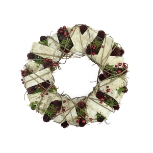 19 Natural Twig and Birch Wood Pine Cone Artificial Christmas Wreath Unlit - All