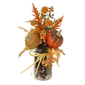 10.5 Autumn Harvest Decorative Artificial Gourd Arrangement in a Clear Glass Jar - All
