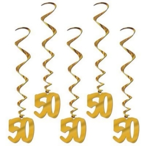 Pack of 30 Gold 50th Wedding Anniversary Hanging Party Decoration Whirls 36 - All