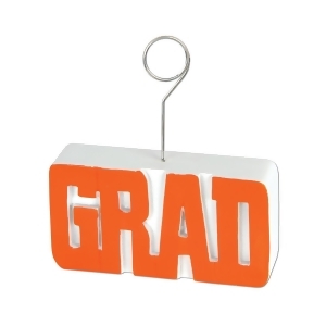 Pack of 6 Orange Grad Photo or Balloon Holder Decorations 6 oz. - All