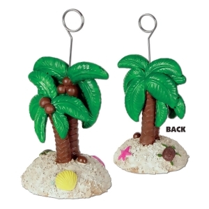 Pack of 6 Palm Trees with Coconuts Photo or Balloon Holder Decorations 6 oz - All