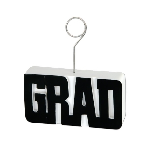 Pack of 6 Jet Black Grad Photo or Balloon Holder Decorations 6 oz. - All