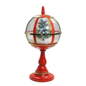 23.5 Lighted Red and Gold Musical Snowing Christmas Tree Holiday Table Top Street Lamp - All