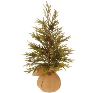 24 Glitter Pine Artificial Christmas Tree with Pine Cones and Burlap Base Unlit - All