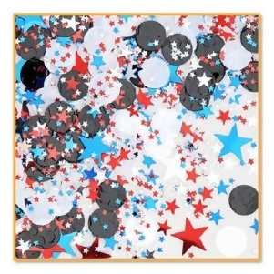 Pack of 6 Red White and Blue Stars with Black and White Soccer Balls Confetti Decorations 0.5 oz. - All