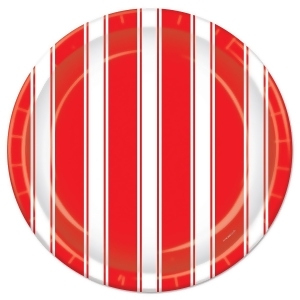 Pack of 96 Disposable Red and White Striped Circus Dinner Plates 9 - All