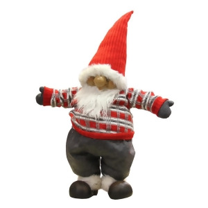 28 Standing Santa Gnome with Red and Gray Sweater Christmas Decoration - All