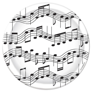 Pack of 96 Dispoable Black and White Musical Notes Dinner Plates 7 - All