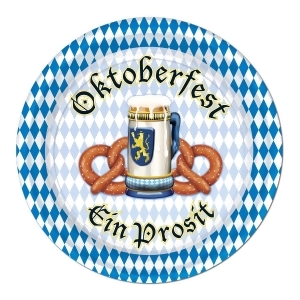 Pack of 96 Disposable Blue and White Oktoberfest Decorative Dessert Plates 7 - All
