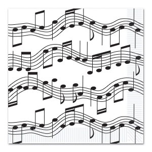 Club Pack of 192 Black and White Musical Notes Disposable 2-Ply Luncheon Napkins - All