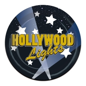 Pack of 96 Black Starry Nights Hollywood Lights Dessert Plates 7 - All