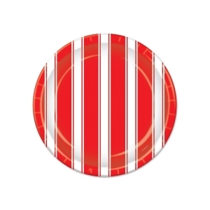 Pack of 96 Disposable Red and White Striped Circus Dessert Plates 7 - All