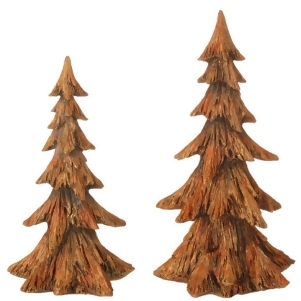 Set of 2 Golden Brown Pine Tree Christmas Table Top Decoration 15.25 - All
