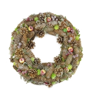 19.5 Natural Pine Cone and Fruit Glitter Artificial Christmas Wreath Unlit - All