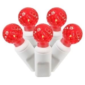 Set of 100 Red Commercial Grade Led G12 Berry Christmas Lights 4 Spacing White Wire - All