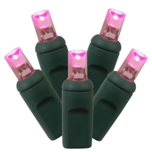 Set of 50 Pink Commercial Grade Led Wide Angle Mini Christmas Lights 6 Spacing Green Wire - All