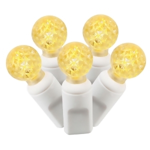 Set of 100 Yellow Commercial Grade Led G12 Berry Christmas Lights 4 Spacing White Wire - All