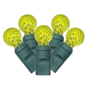 Set of 100 Lime Green Led Faceted G12 Berry Christmas Lights 4 Spacing Green Wire - All