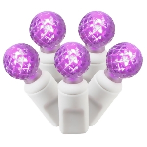 Set of 100 Purple Commercial Grade Led G12 Berry Christmas Lights 4 Spacing White Wire - All