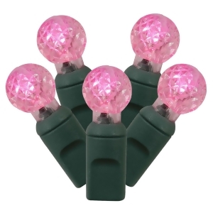 Set of 100 Pink Led G12 Berry Christmas Lights 4 Spacing Green Wire - All