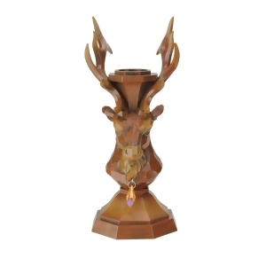 9 Faux Walnut Finish Deer Bust Decorative Christmas Taper Candle Holder - All