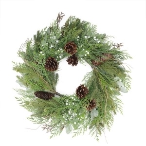 24 Mixed Cedar Pine Cone and Juniper Berry Artificial Christmas Wreath Unlit - All