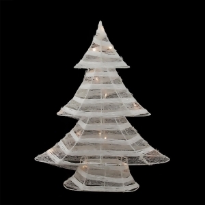 18.5 Battery Operated White and Silver Glittered Led Lighted Christmas Tree Table Top Decoration - All