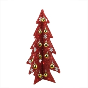 28 Battery Operated Decorated Red Tinsel Led Lighted Christmas Tree Table Top Decoration - All