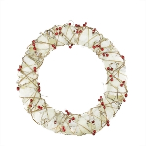 18 Pre-Lit Burlap and Berry Rattan Artificial Christmas Wreath Clear Lights - All