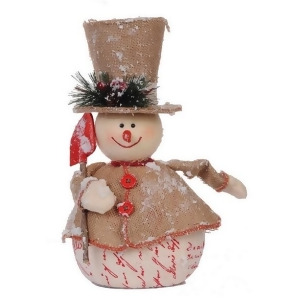 13.5 Country Cabin Jolly Snowman with Shovel Christmas Table Top Decoration - All