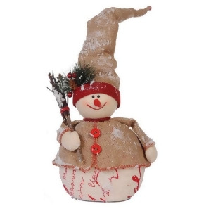 20 Country Cabin Jolly Snowman with Twig Broom Christmas Table Top Decoration - All