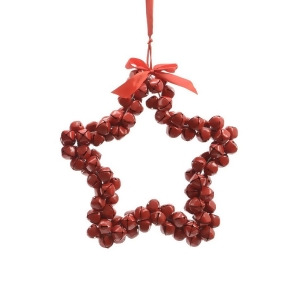 14 Alpine Chic Red Star Shaped Jingle Bell Decorative Christmas Wreath - All