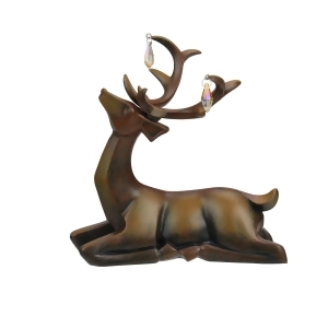 7.5 Faux Wooden Finish Laying Deer Decorative Christmas Table Top Decoration - All