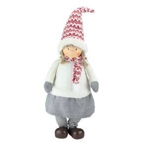 24 Red Gray and Ivory Young Girl Gnome Christmas Tabletop Decoration - All