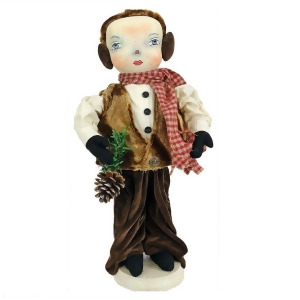15 Gathered Traditions Snow Boy Decorative Christmas Figure with Stand - All