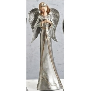 12.5 Glittered Silver Praying Snowflake Angel with Dove Christmas Tabletop Decoration - All